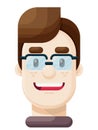 Happy Young Man Wearing Eyeglasses Flat Vector Illustration Icon Avatar