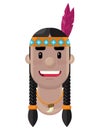 Happy Native American Flat Vector Illustration Icon