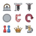 Mechanical Components and Symbols Icon Set Royalty Free Stock Photo