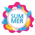 Summer sale banner.Offers a 50 discount.Banana tropical fruit palm leaves.