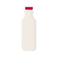 Flat vector illustration of kefir in plastic bottle, jug red cap. Isolated on white background. Royalty Free Stock Photo