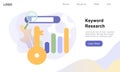 Flat vector illustration of keyword research, keyword ranking optimization on search engine, search engine optimization, SEO keywo