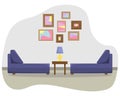 Flat vector illustration of the living room with sofas