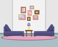 Flat vector illustration of the living room with sofas