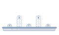 Flat vector illustration of long city fountain with five water jets