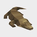 Flat vector illustration of a low poly geometric crocodile alligator for greeting cards, social networks, web design, invitations