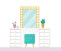 Flat vector illustration with make up vanity table