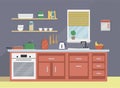 Flat vector illustration of modern kitchen interior