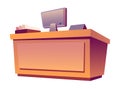 Flat vector illustration of an organized office desk workspace with a computer screen papers and books design ideal for