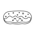 flat vector illustration of outline chocolate eclair Royalty Free Stock Photo