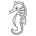 flat vector illustration of outline seahorse