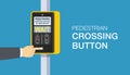 Flat vector illustration of pedestrian road crossing button.