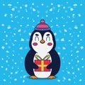 Penguin gift from santa claus