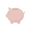 Flat vector illustration of pink piggy bank. Saving money, banking concept Royalty Free Stock Photo