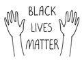 Flat vector illustration of raised hands. Unity concept. Black lives matter poster Royalty Free Stock Photo