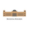 Flat vector illustration of Reichstag Building, Berlin, Germany. Wonderful redevelopment by Norman Foster. It is a great thing to Royalty Free Stock Photo
