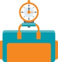 Flat illustration of scales weigh travel bag Royalty Free Stock Photo