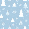 Seamless winter doodle background. New year and Christmas wrapping paper with symbols of winter holidays