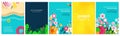 Flat vector illustration set. Background Design Template for vacation, weekend, beach Concepts. Royalty Free Stock Photo