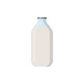 Flat vector illustration set of milk, kefir in old fashioned glass bottle. Isolated on white background. Royalty Free Stock Photo