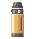 Flat vector illustration of a shiny metal thermos