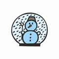 Flat vector illustration: snowball with brainless. Merry christmas and happy new year.