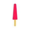 Flat vector illustration of strawberry or raspberry ice cream or frozen juice popsicle in bright pink color. Isolated on Royalty Free Stock Photo