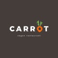 Flat vector illustration of stylized text logo of carrot. Perfect for vegan restaurants or eco markets