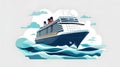 Flat vector illustration of Titanic cruise ship with ocean waves, clean modern design Royalty Free Stock Photo