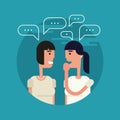 Gossiping Girls Flat Illustration