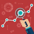 Flat vector illustration of web analytics information and development website statistic