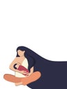 Flat vector illustration of a woman with a baby nursing. World breastfeeding week , feeding of babies with milk from a females