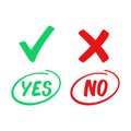 Flat vector illustration of a yes or no option icon.