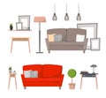 Flat vector illustrations - Design elements of home interior so
