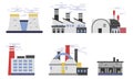 Flat Vector Illustrations Of Industrial Buildings Factories And Plants Royalty Free Stock Photo