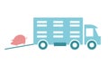 Flat vector image. Truck for transporting livestock and pigs.