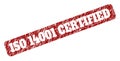 ISO 14001 CERTIFIED Red Rounded Rough Rectangular Stamp with Corroded Surfaces