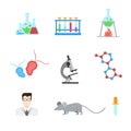 Flat vector laboratory research experiment web app icon: DNA Lab