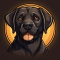 Flat Vector Labrador Logo: Black Labrador Dog Portrait Illustration