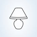 Flat vector line art icon of small bedside lamp. lampshade vector icon