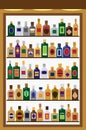 Flat Vector Liquor Bottle Cabinet Royalty Free Stock Photo