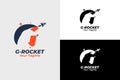 Modern Rocket Logo and letter g. Simple Flying Rocket with Speed ??Comet Wave isolated on White Background. Can be used for Busine Royalty Free Stock Photo