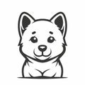 Cute Dingo Logo in Flat Vector Design With Outline Style Royalty Free Stock Photo