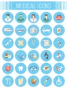 Flat vector medical and healthcare icons Royalty Free Stock Photo