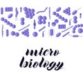 Purple bacterias. Micro biology hand lettering.