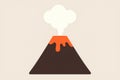 Flat vector minimalist volcano with smoke, lava base and simple triangular shape Royalty Free Stock Photo