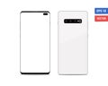 Realistic vector flat mock-up Samsung Galaxy S10+ with blank screen isolated on white background. Scale image any resolution