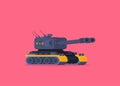 Flat vector modern tank isolated on bright background