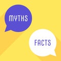 Flat Vector Myths and Facts Chat Bubbles on Yellow Background Concept Illustration Royalty Free Stock Photo