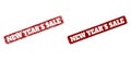 NEW YEAR`S SALE Red Rounded Rough Rectangle Stamp with Corroded Surfaces Royalty Free Stock Photo